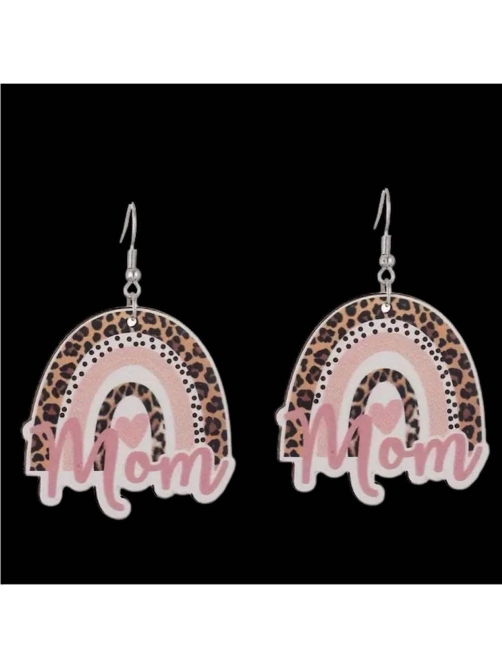 Mom Rainbow Animal Print Dangle Earrings lightweight Wooden Fashion Jewelry